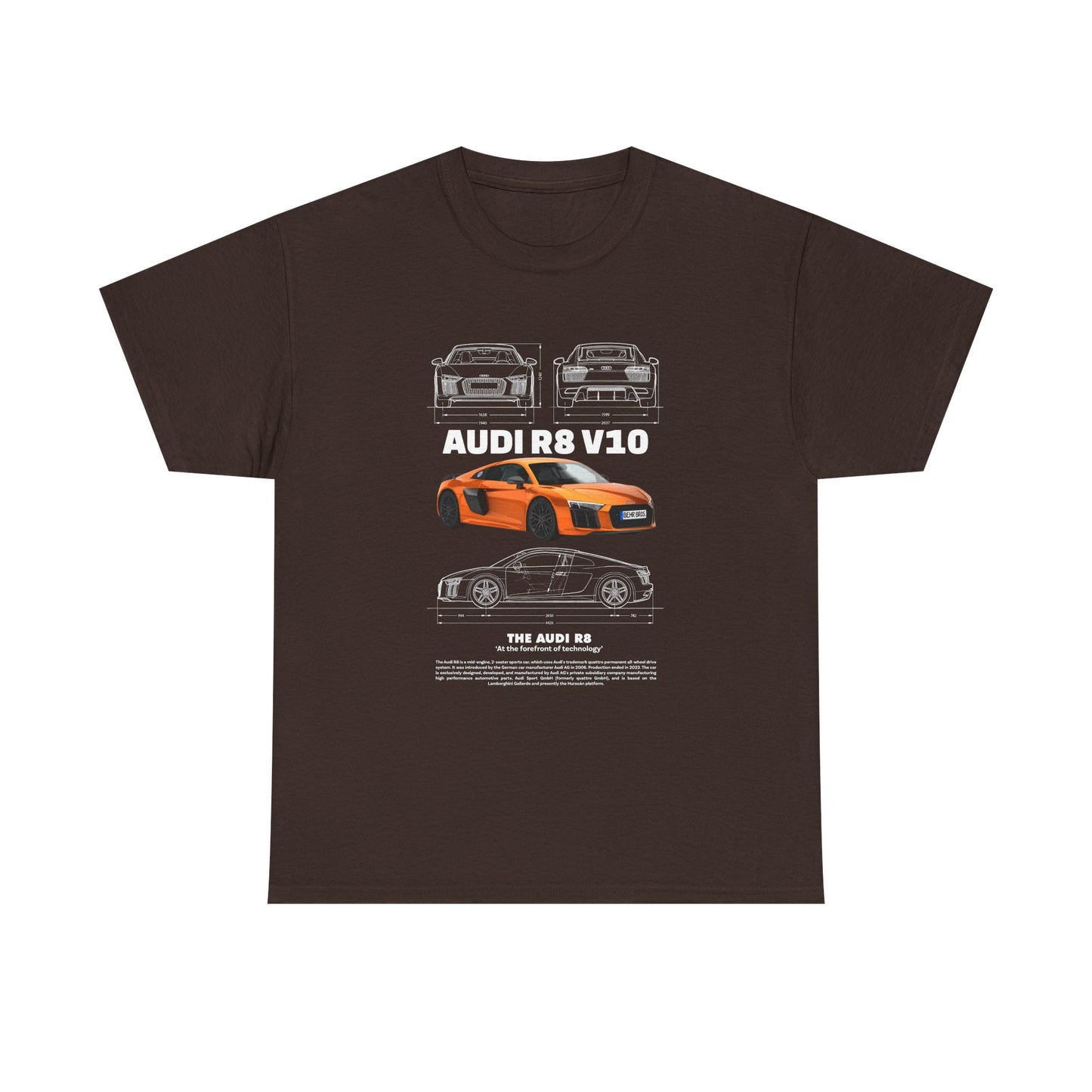 AUDI R8 V10 Car Graphic Tee - Unisex Heavy Cotton Tee for Auto Enthusiasts - CreativeRino
