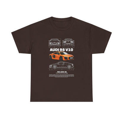 AUDI R8 V10 Car Graphic Tee - Unisex Heavy Cotton Tee for Auto Enthusiasts - CreativeRino