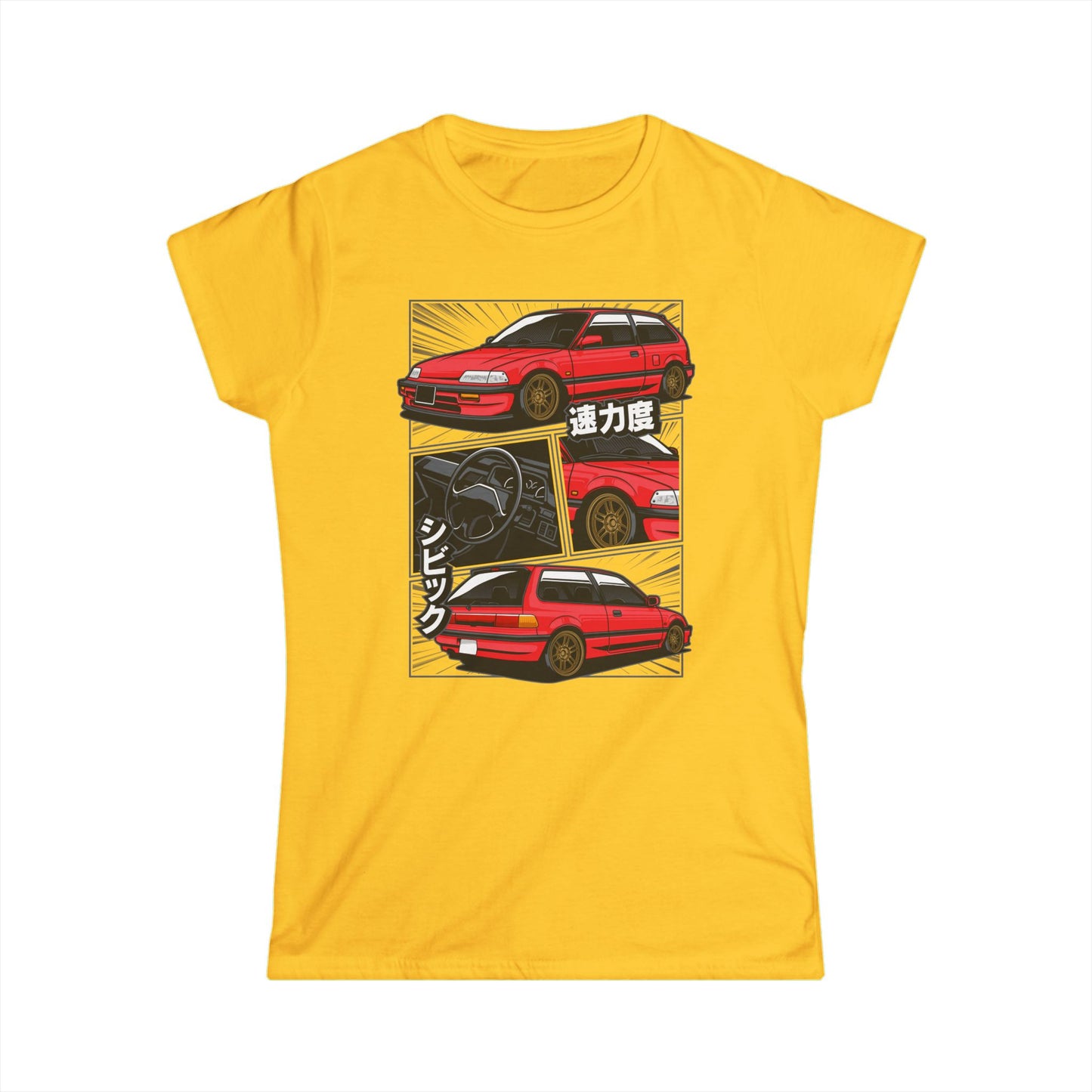 Honda Civic Nouva Women's Car Enthusiast Tee - Speed & Style Graphic T-shirt - CreativeRino