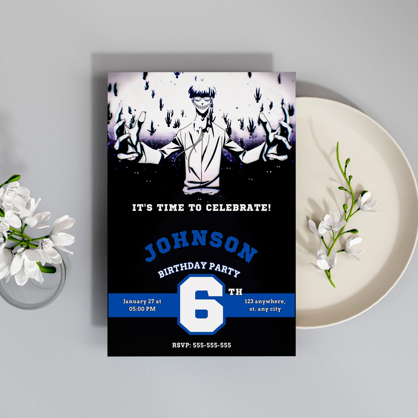 Blue Lock Birthday Invitation Template - CreativeRino