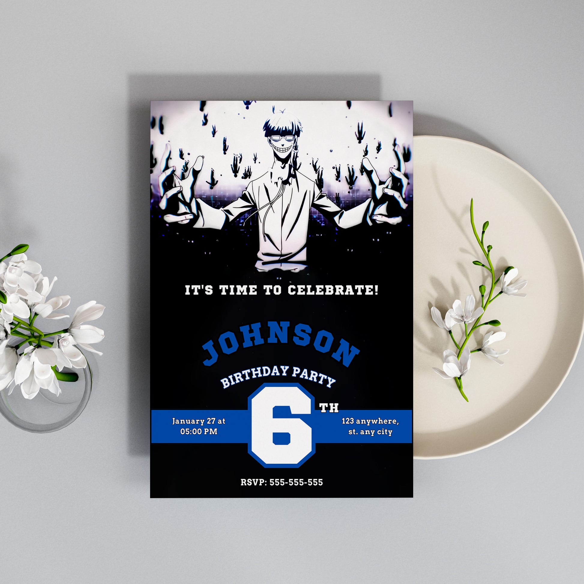 Blue Lock Birthday Invitation Template - CreativeRino