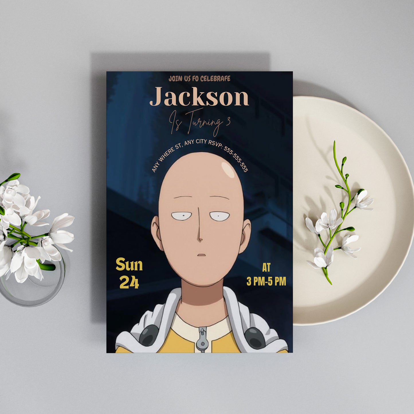 One Punch Man Birthday Invitation Template - CreativeRino