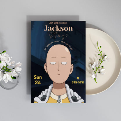 One Punch Man Birthday Invitation Template - CreativeRino