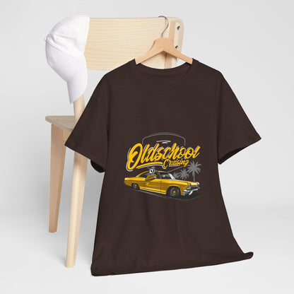 Retro Car Unisex Heavy Cotton Tee - "Oldschool Cruisin'" T-shirt Design - CreativeRino