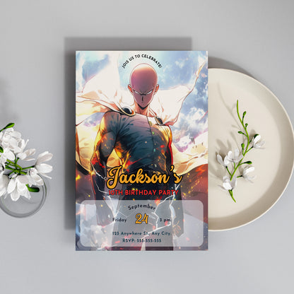One Punch Man Birthday Invitation Template - CreativeRino