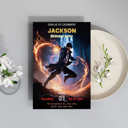 Solo Leveling Birthday Invitation Template - CreativeRino