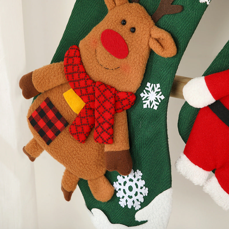 Cartoon Christmas Character Socks | 3D Santa, Elk & Snowman Gift Bag Pendants for Window & Tree Decoration eprolo