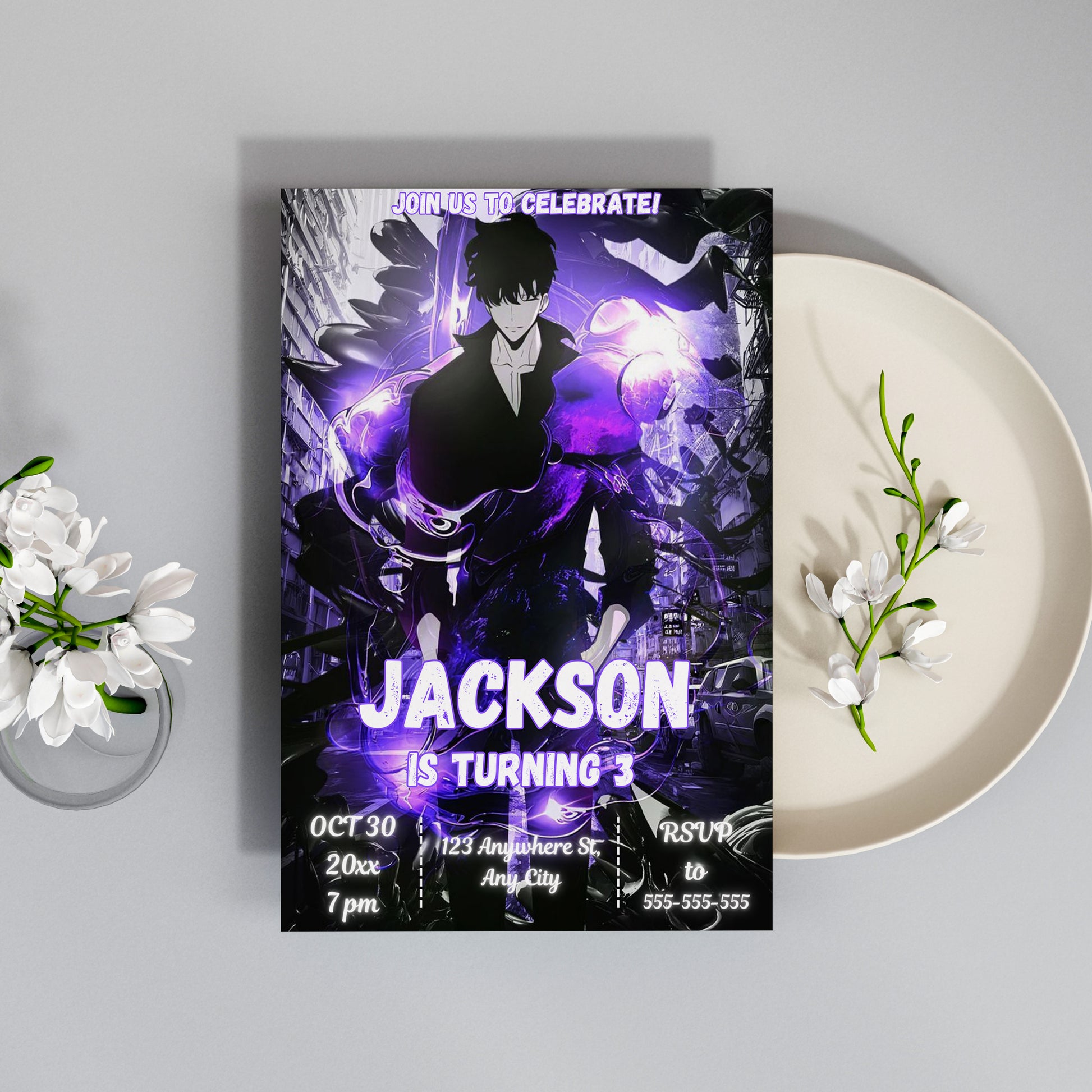 Solo Leveling Birthday Invitation Template - CreativeRino