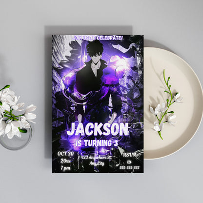Solo Leveling Birthday Invitation Template - CreativeRino