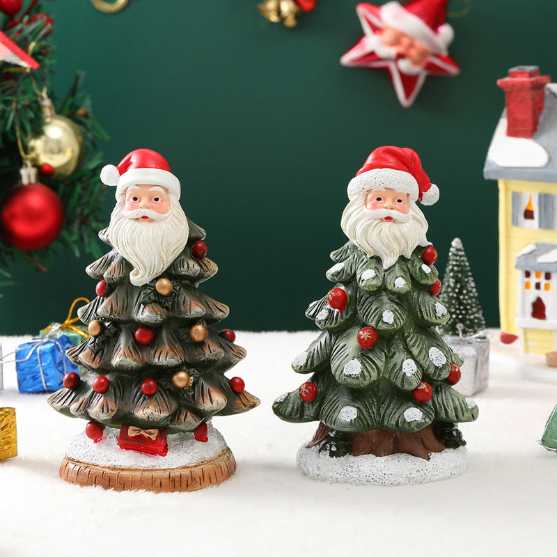 Handcrafted Resin Christmas Tree Figurine | Desktop Holiday Scene Decoration & Gift eprolo