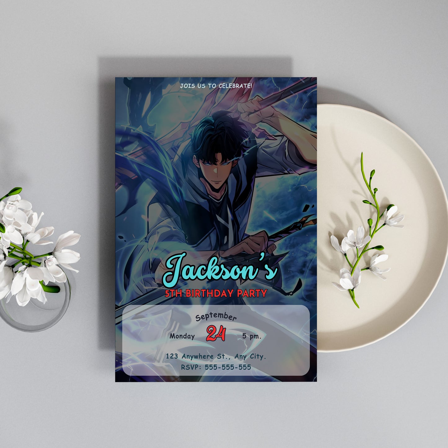 Solo Leveling Birthday Invitation Template - CreativeRino
