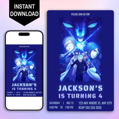 Blue Exorcist Birthday Invitation Template - CreativeRino