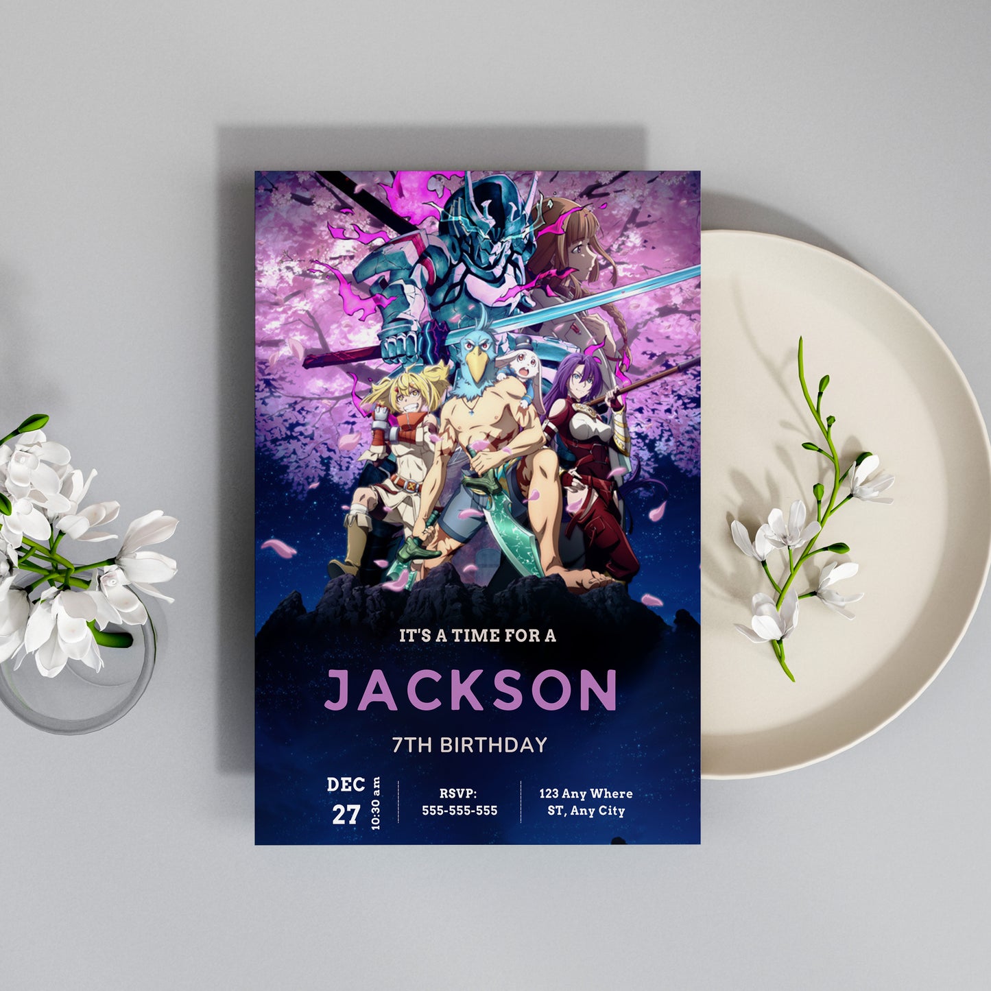 Shangri La Frontier Birthday Invitation Template - CreativeRino