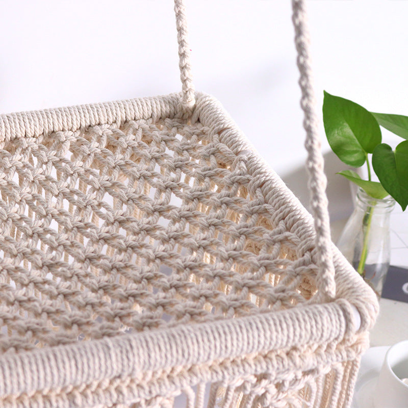 Handwoven Boho Macrame Cat Swing Bed | Cotton Rope Lace Pet Hammock & Hanging Tapestry CreativeRino