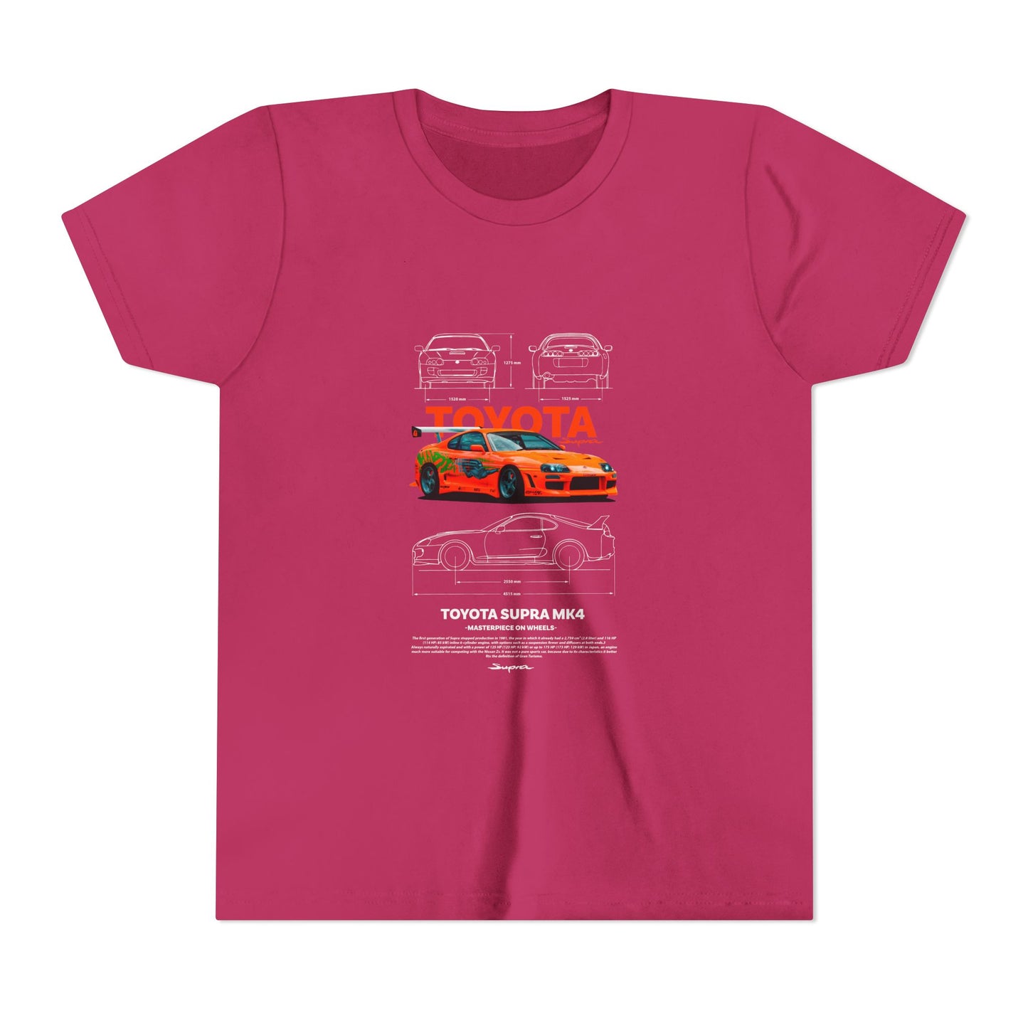 Toyota Supra MK4 Car Youth  Tee - Cool Graphic Short Sleeve T-Shirt - CreativeRino