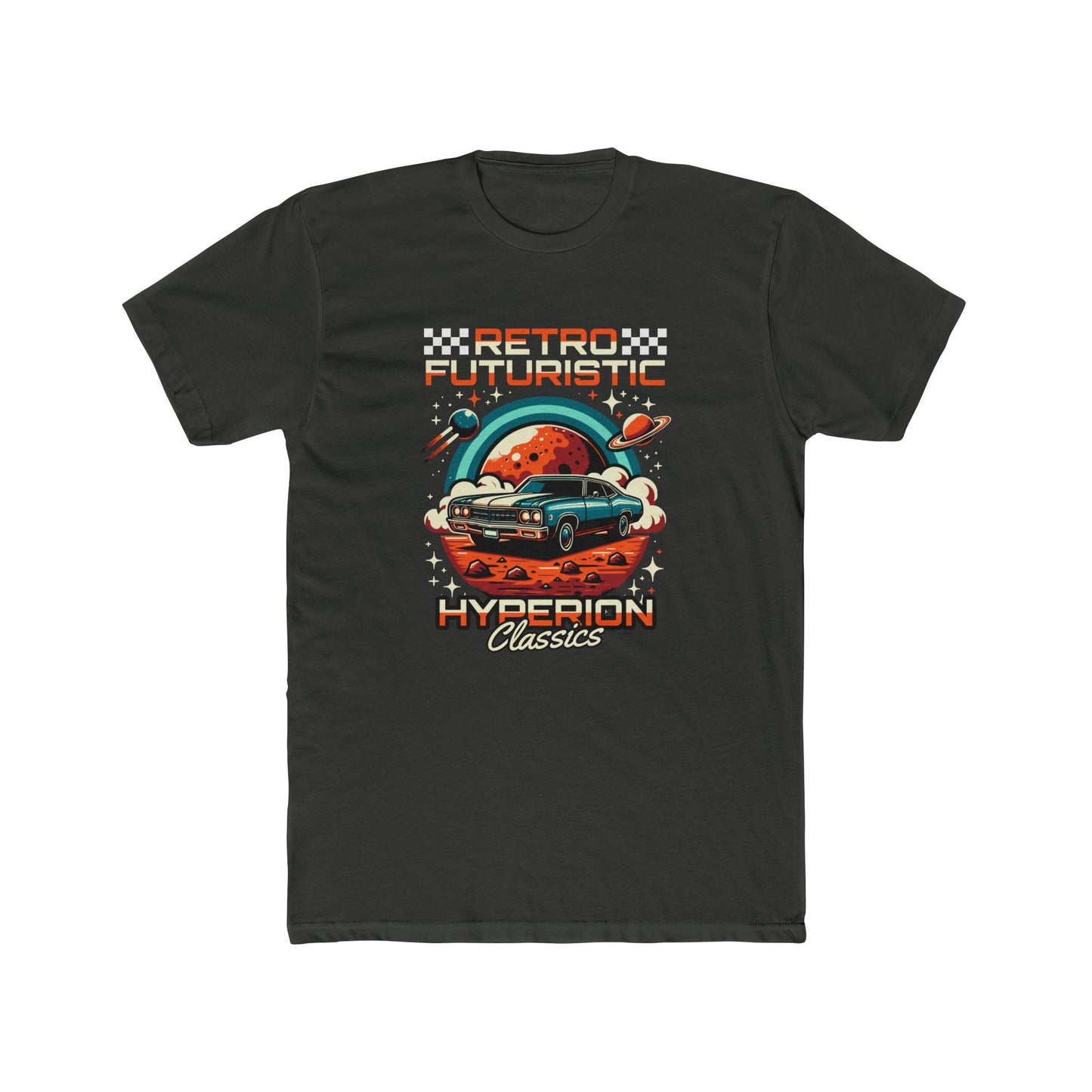Retro Futuristic Car Unisex Cotton Crew Tee - Vintage Space T-shirt Design - CreativeRino