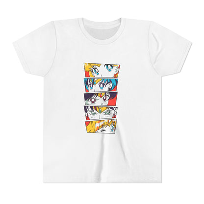 Youth Anime-Inspired Short Sleeve Tee - Colorful Sailor Moon Character Eyes T-shirt Design - CreativeRino