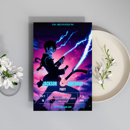 Blue Exorcist Birthday Invitation Template - CreativeRino