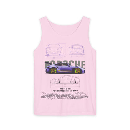 Unisex Garment-Dyed Tank Top - Porsche Design - Perfect T-shirt for Car Enthusiasts - CreativeRino