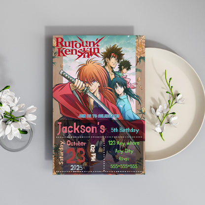 Rurouni Kenshin Birthday Invitation Template - CreativeRino