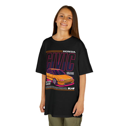 Honda Civic Kids Heavy Cotton™ Tee - Build for Passion - Perfect T-shirt for Young Car Enthusiasts - CreativeRino
