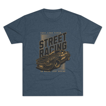 Street Racing Car Unisex Tri-Blend Crew Tee - Fast Lane Fever Graphic T-Shirt - CreativeRino