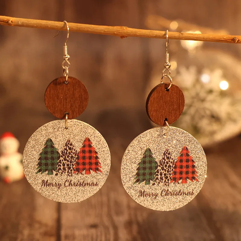 Lightweight PU Leather Christmas Tree Earrings | Festive Faux Dangle Jewelry eprolo
