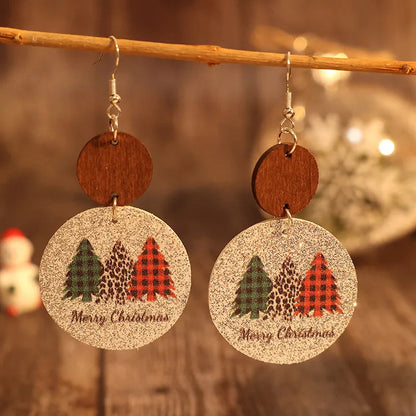 Lightweight PU Leather Christmas Tree Earrings | Festive Faux Dangle Jewelry eprolo