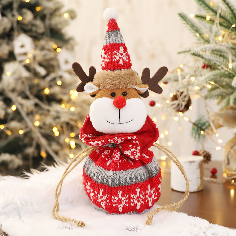 3D Knitted Christmas Doll Apple Bag | Santa, Snowman, Reindeer Candy Pouch | Festive Drawstring Gift & Decor eprolo