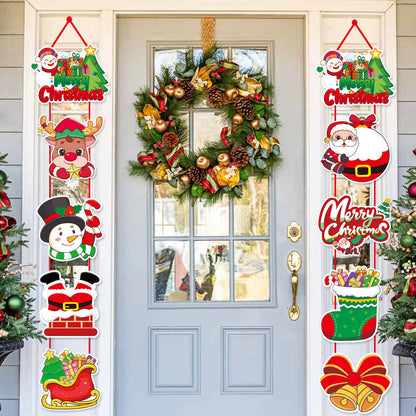 Santa & Snowman Christmas Door Banner Set | Festive Hanging Couplets & Party Decor eprolo