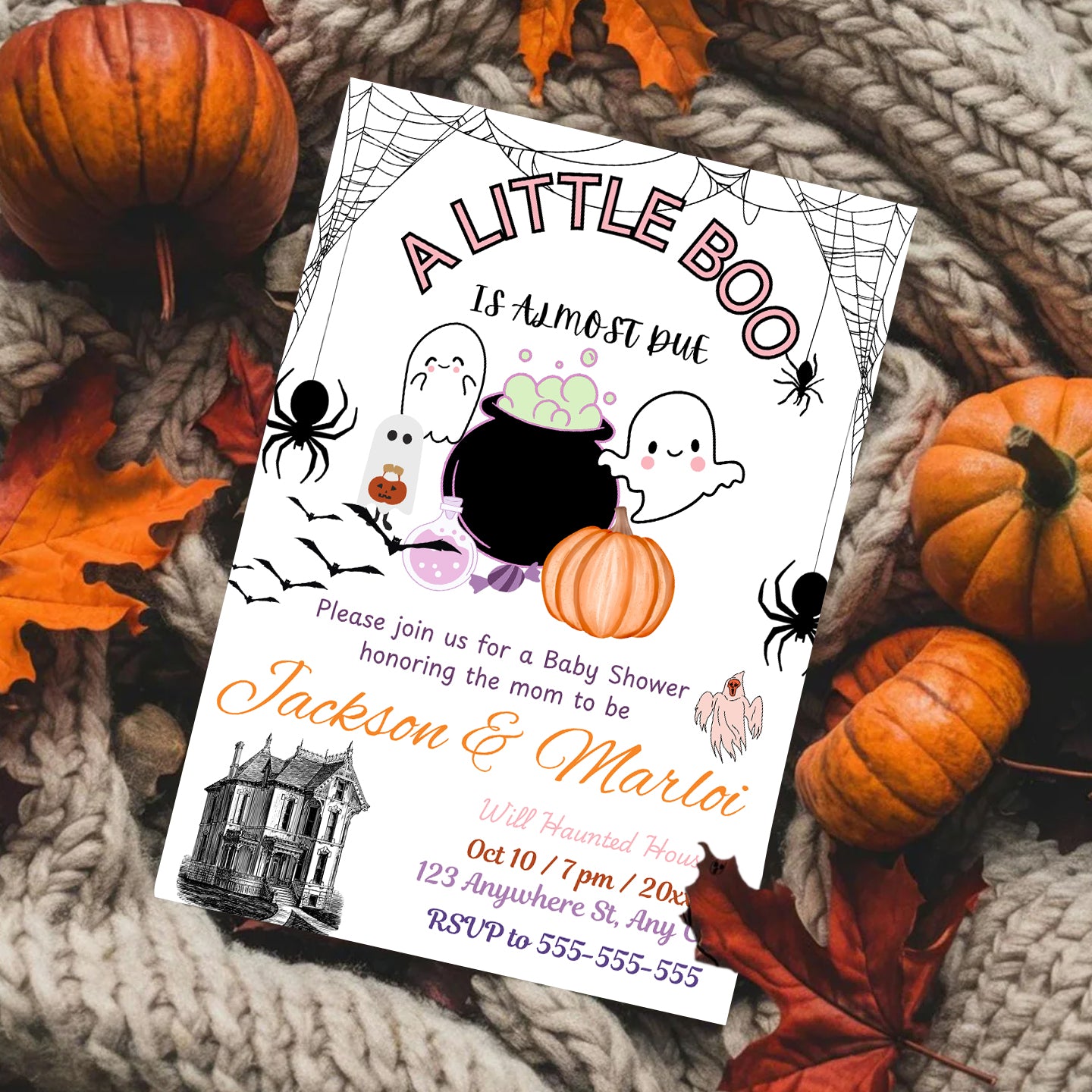 A Little Boo Baby Shower Halloween Invitation Template - CreativeRino