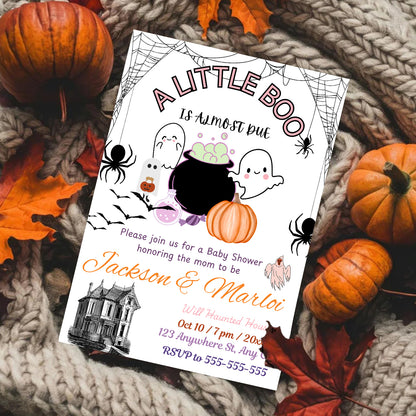 A Little Boo Baby Shower Halloween Invitation Template - CreativeRino