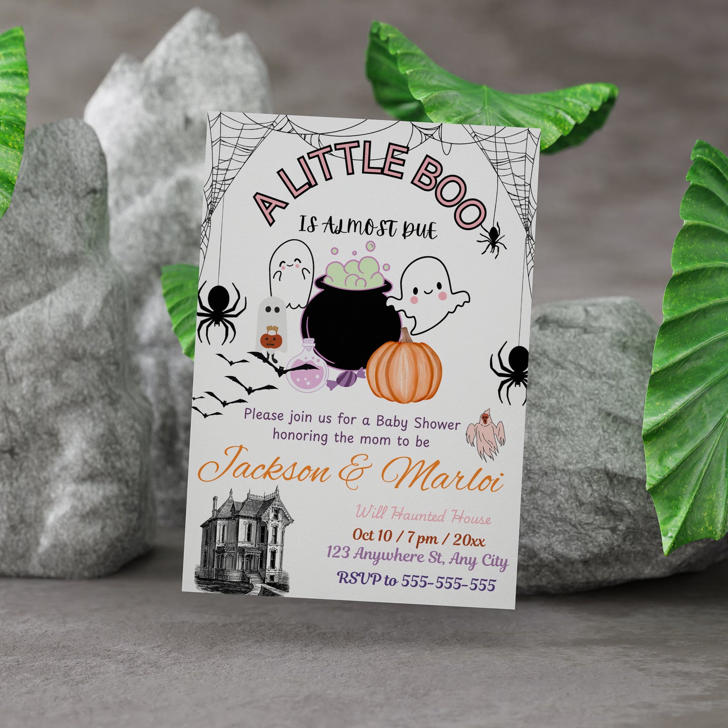 A Little Boo Baby Shower Halloween Invitation Template - CreativeRino