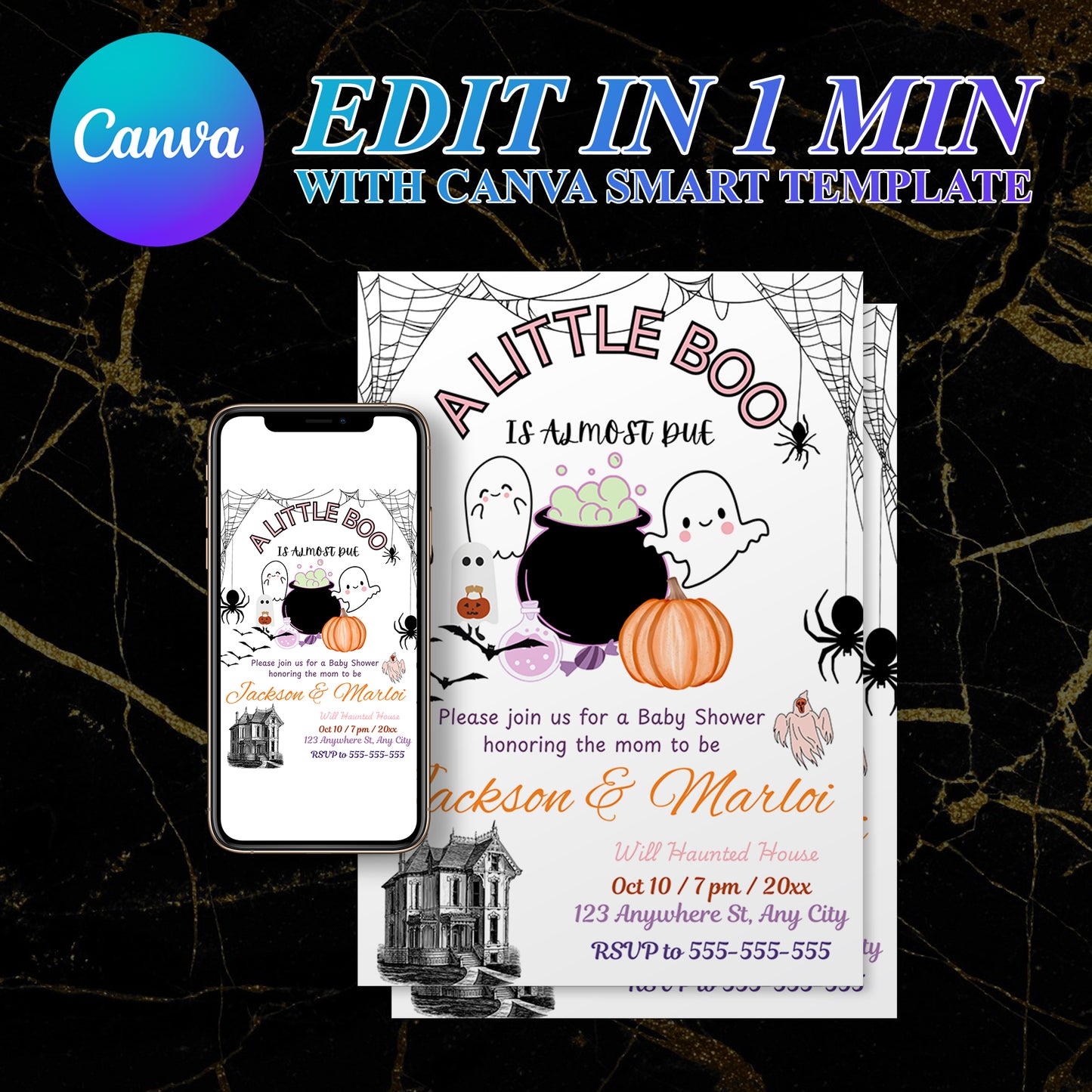 A Little Boo Baby Shower Halloween Invitation Template - CreativeRino