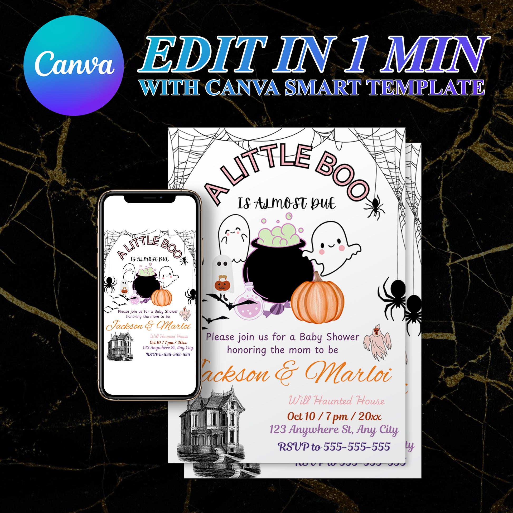 A Little Boo Baby Shower Halloween Invitation Template - CreativeRino