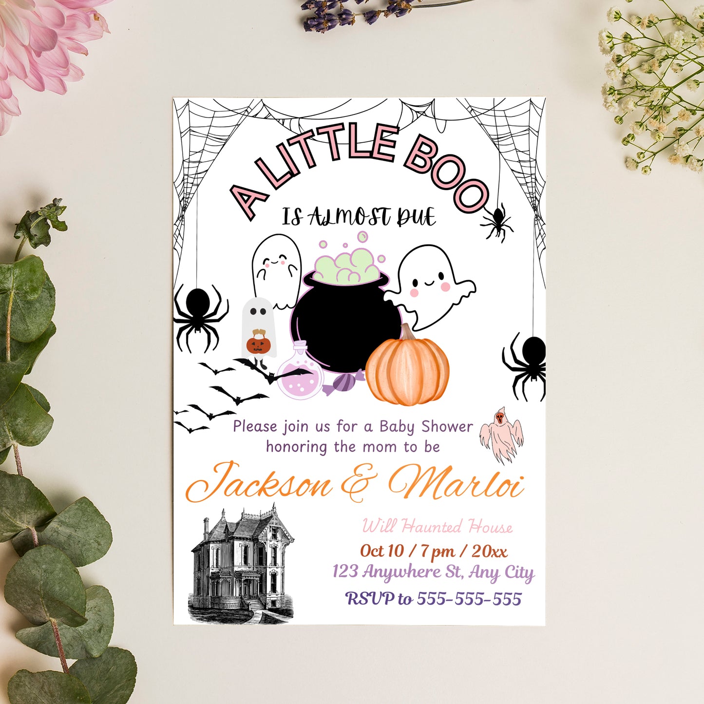 A Little Boo Baby Shower Halloween Invitation Template - CreativeRino