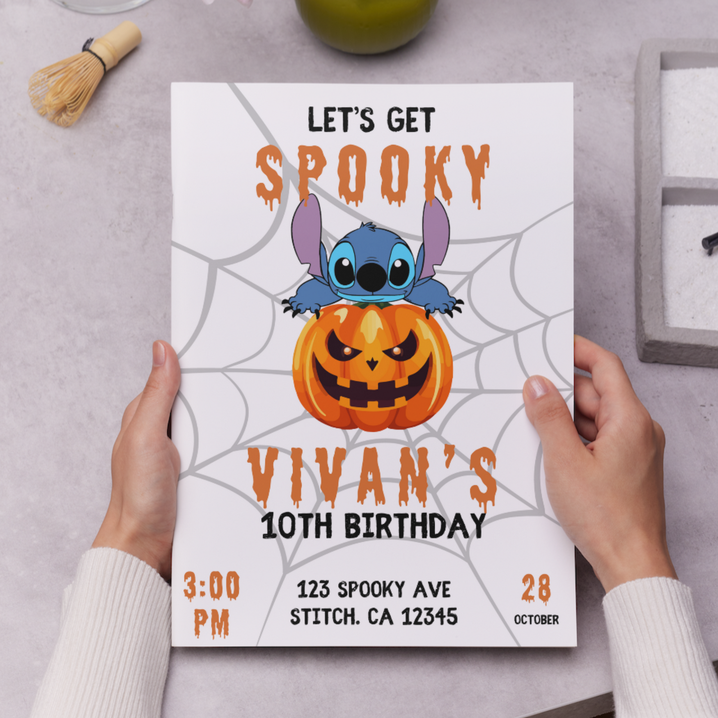 Spooky Stitch Halloween Birthday Party Invitation Template