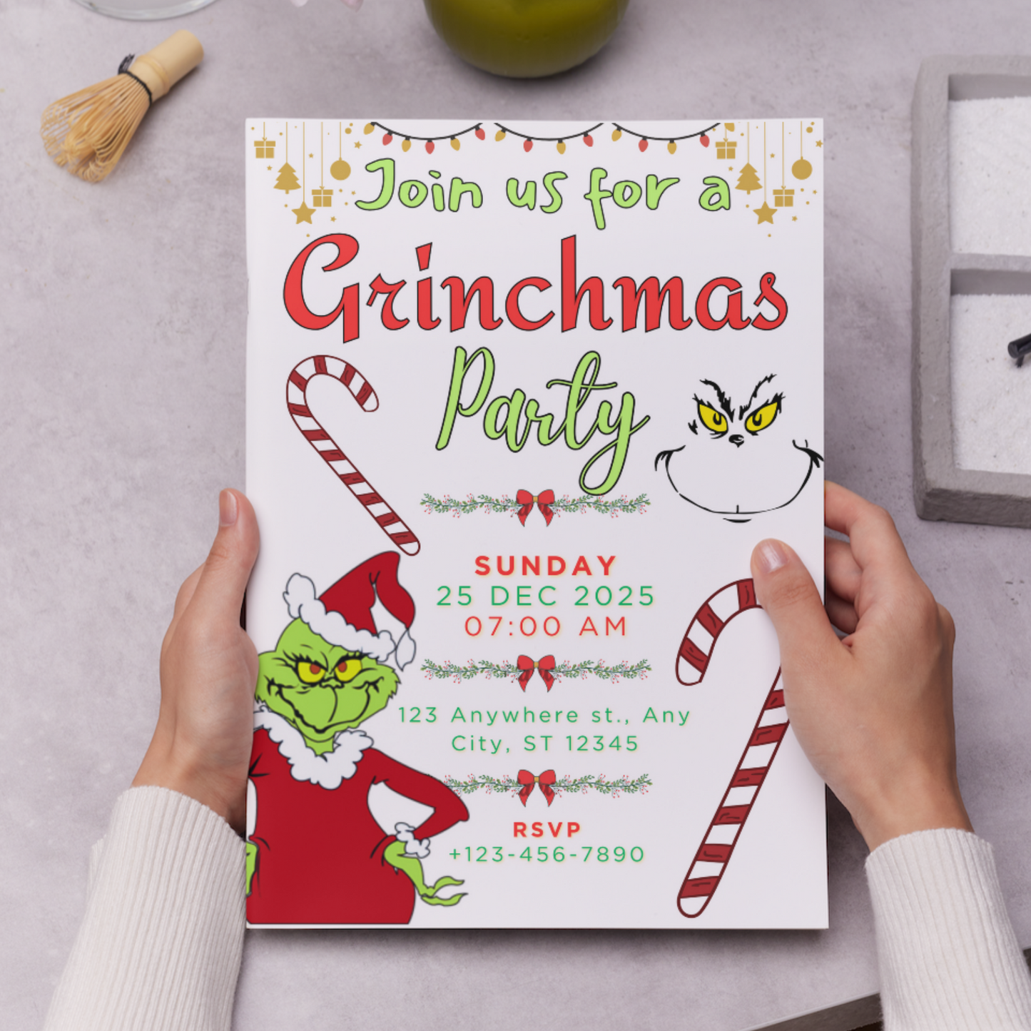 Grinchmas Christmas Party Invitation Template | Grinch Invite