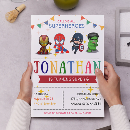 Superhero Birthday Invitation Template | Avengers Invite - CreativeRino