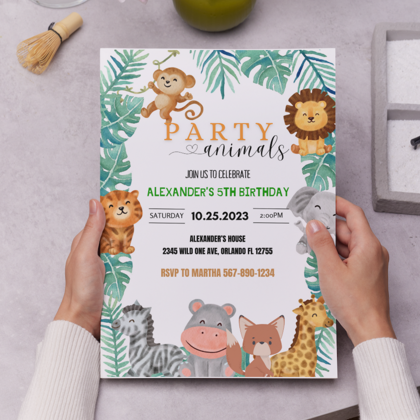 Wild One Animals Birthday Invitation Template