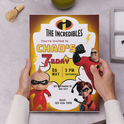 The Incredibles Birthday Invitation Template - CreativeRino