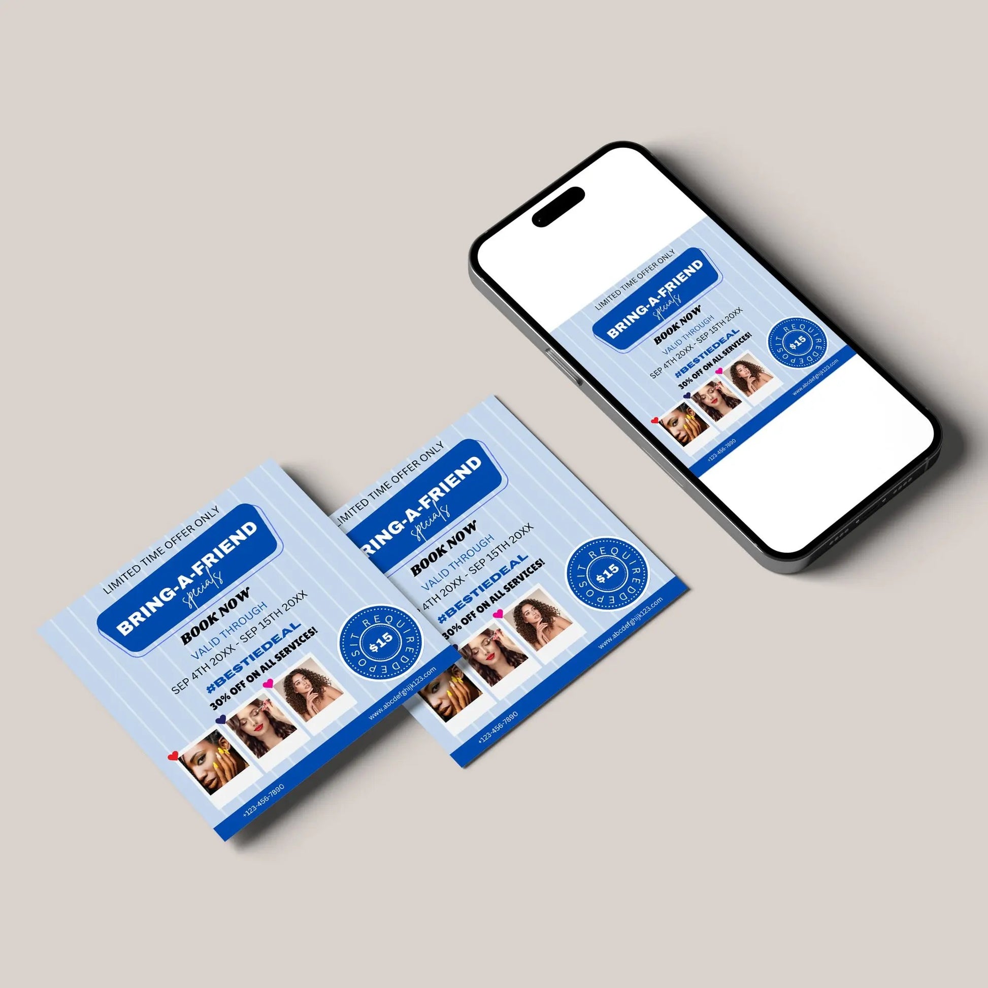 Bring A Bestie Special Flyer Template | Bring A Friend Social Media Flyer CreativeRino