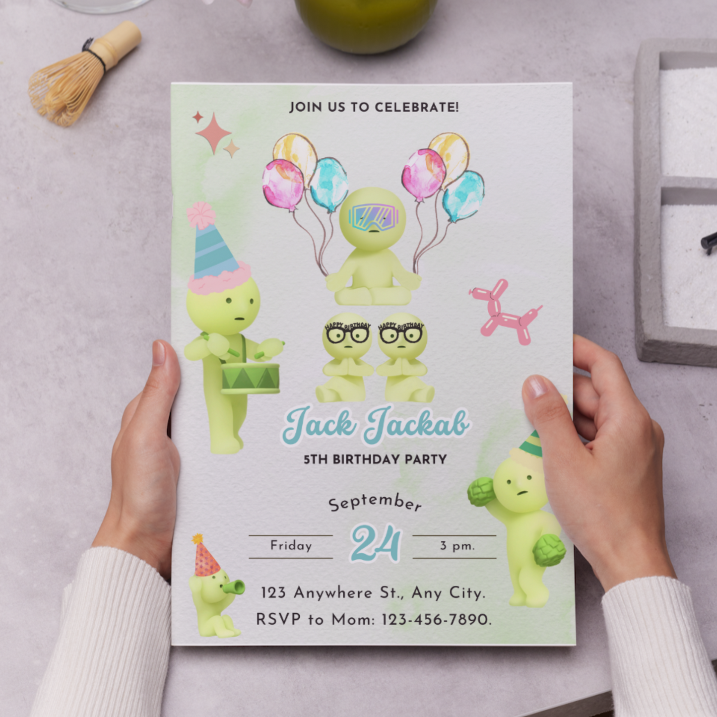 Smiski Birthday Invitation Template