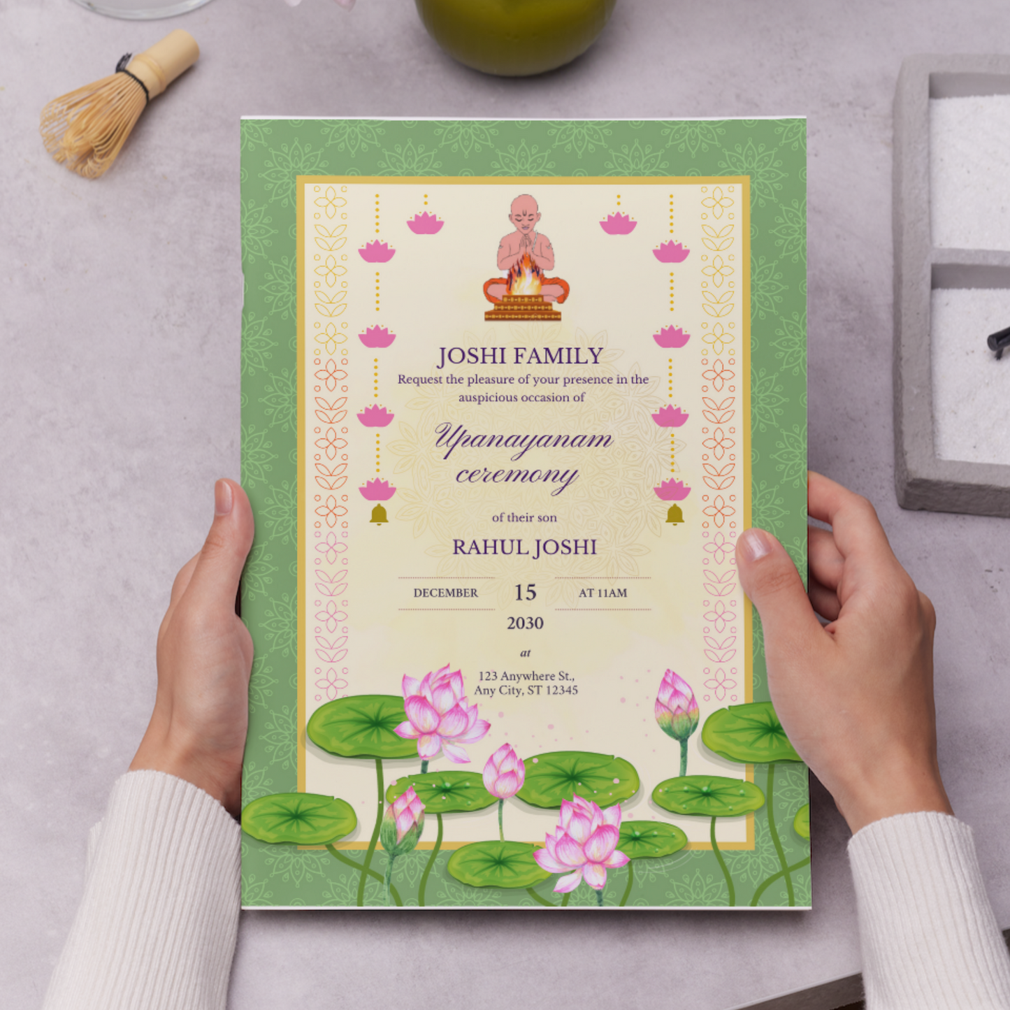 Upanayanam Ceremony Invitation Template | Thread Ceremony Invite