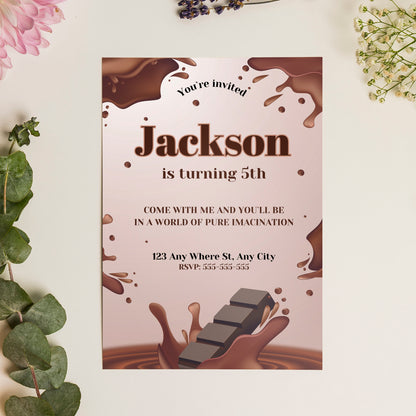 Chocolate Factory Birthday Invitation Template - CreativeRino