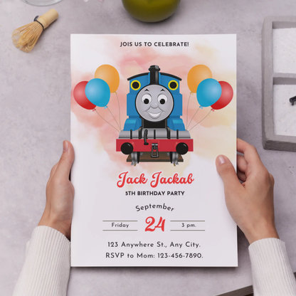Thomas the Train Birthday Invitation Template - CreativeRino