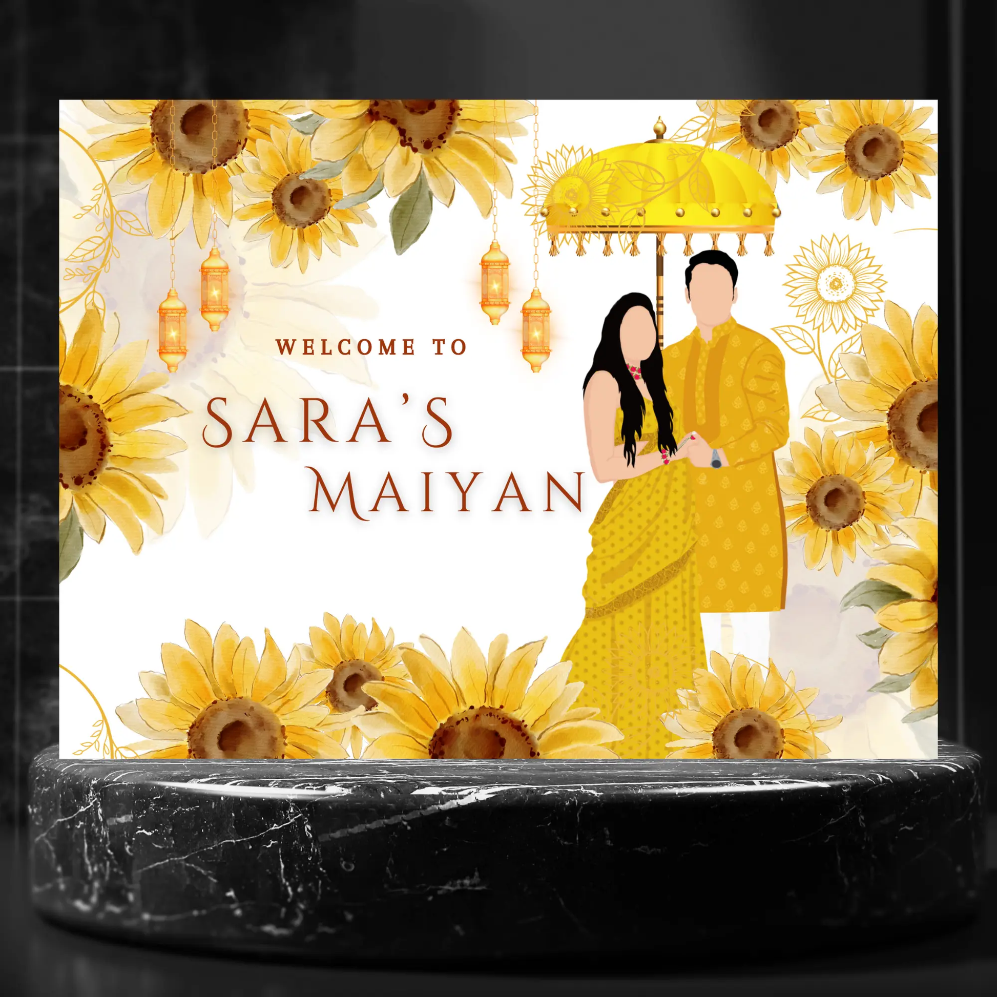 Maiyan Pithi Haldi Sign Template | Indian Wedding Welcome Sign - CreativeRino