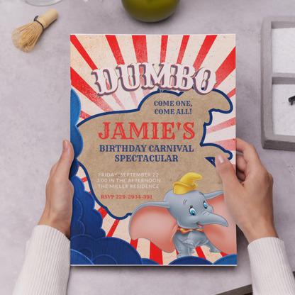 Dumbo Birthday Invitation Template - CreativeRino
