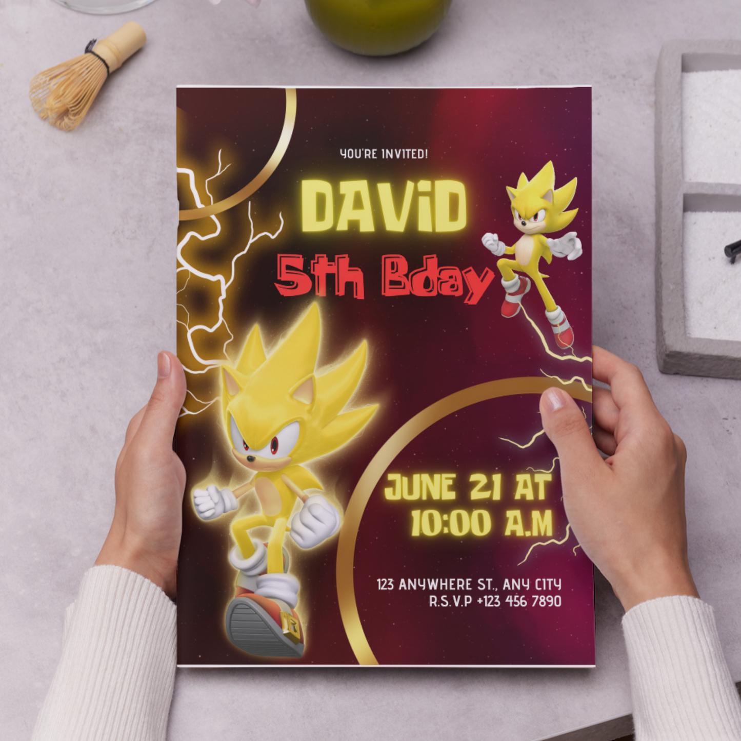 Super Sonic Birthday Invitation Template