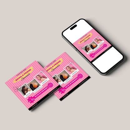 Bring A Bestie Flyer Social Media Template | Bring A Friend Flyer CreativeRino